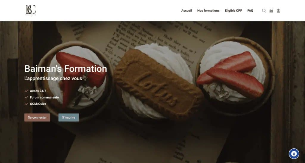 Site de Baiman's : page d'accueil de l'espace formation